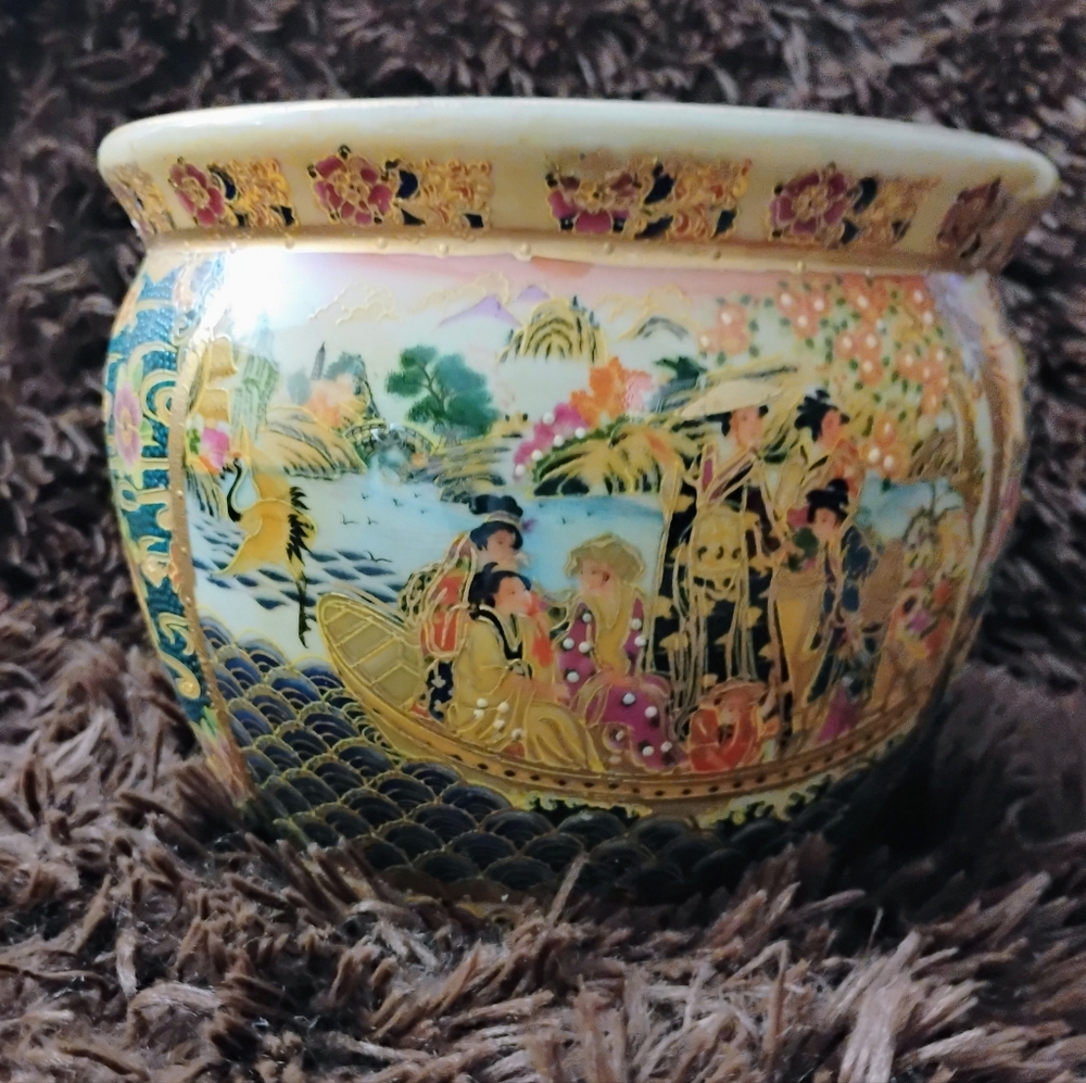 Vintage Floral Porcelain Fish Bowl/Planter